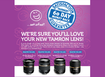 Tamron 60 Day Money Back Guarantee